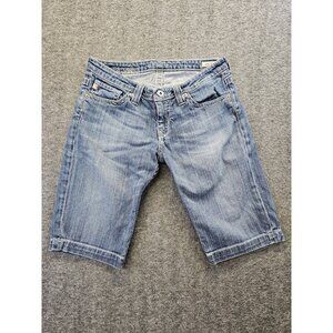 Big Star Vivian Denim Shorts Womens Size 28 Blue Thick Stitch Embroidered